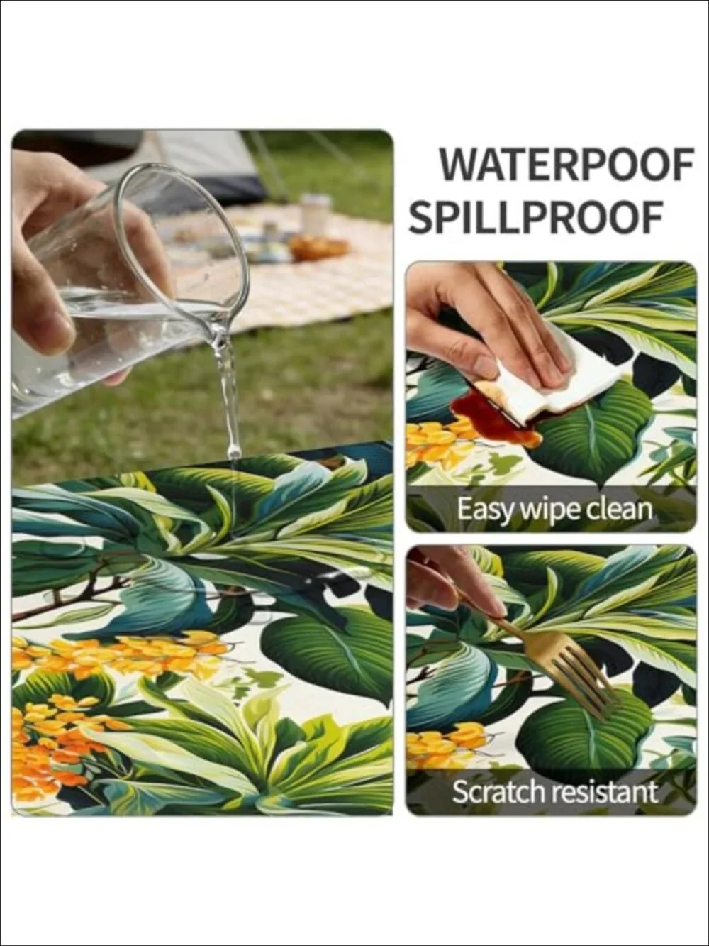 Outdoor Tablecloth w/ Umbrella Hole Zippered Fitted Waterproof Polyester 48x30